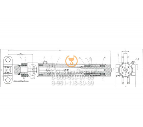 Гидроцилиндр выдвижения стрелы Ц-125.676.00.000-3 (125х100х6760)